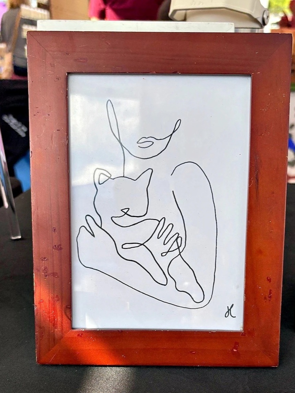 Cat & Figure Line Art print
